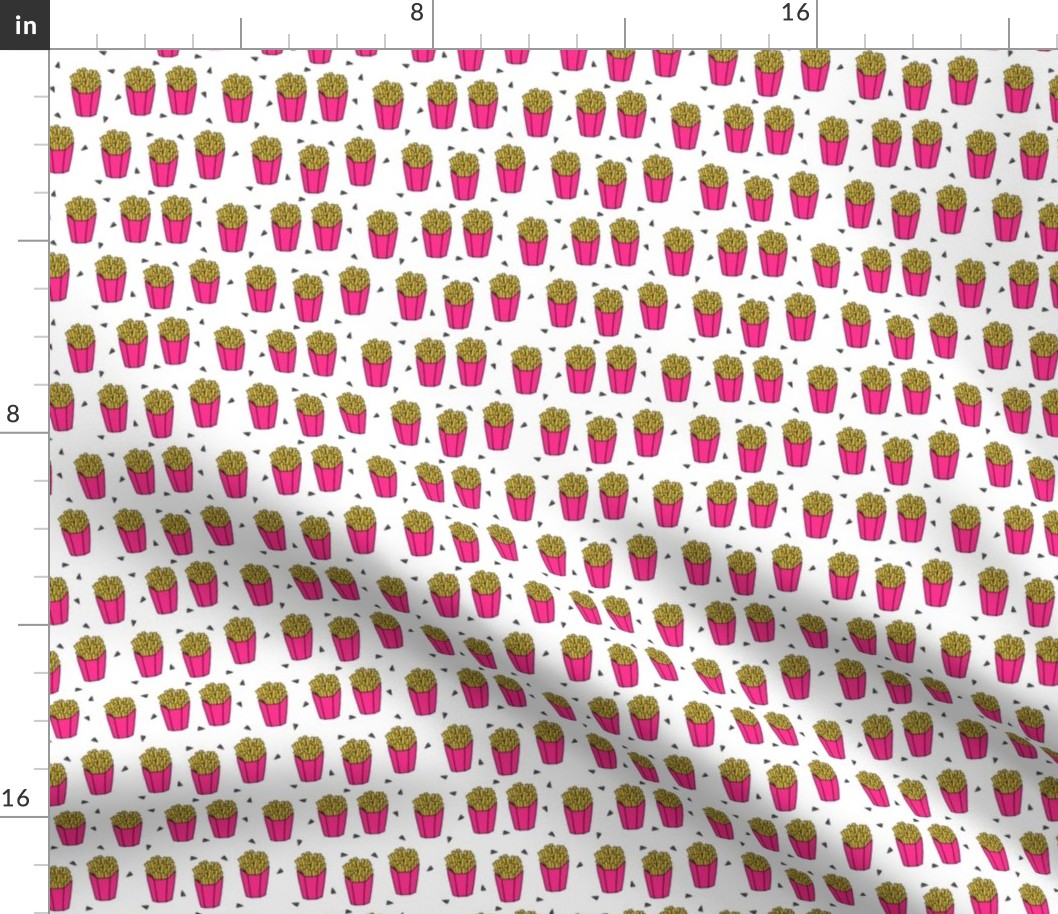 french fries fabric // pink fries cute junk food print by andrea lauren