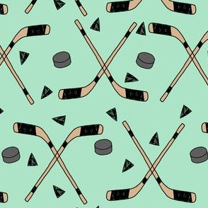 hockey fabric //  hockey sports fabrics hockey sport ice hockey kids fabric  - mint