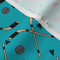 hockey fabric //  hockey sports fabrics hockey sport ice hockey kids fabric  - teal
