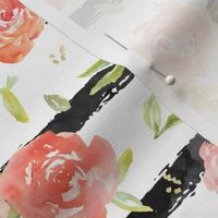 Watercolor Peony Stripes