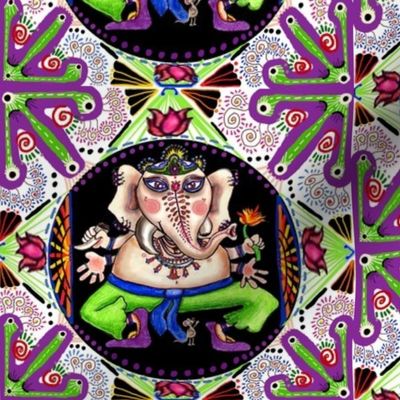 Lord ganesha ganesh Hindu India Indian colorful mandala, large scale, violet orchid purple lilac black white