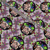 Lord ganesha ganesh Hindu India Indian colorful mandala, small scale, violet orchid purple lilac black white