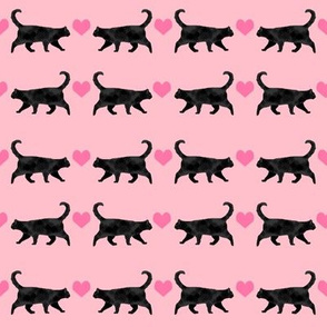 black cat heart fabric pet friendly patterns pink