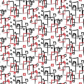 Hand drawn Red and Black Squares, Simple