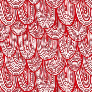 Doodle Scales - Red on White