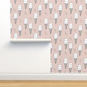 Ice cream cone illustration summer love candy time gender neutral beige