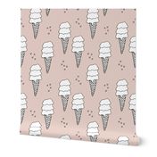 Ice cream cone illustration summer love candy time gender neutral beige