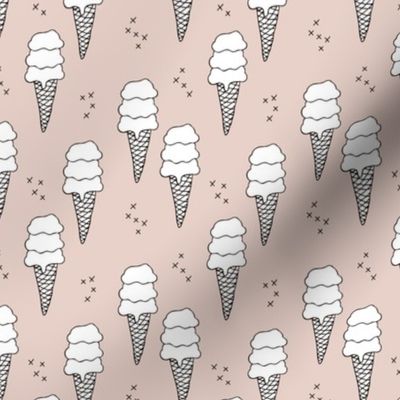 Ice cream cone illustration summer love candy time gender neutral beige