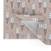 Ice cream cone illustration summer love candy time gender neutral beige