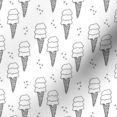 Ice cream cone illustration summer love candy time gender neutral black and white