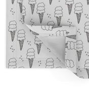 Ice cream cone illustration summer love candy time gender neutral black and white