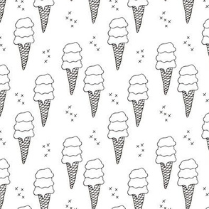Ice cream cone illustration summer love candy time gender neutral black and white
