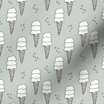 Ice cream cone illustration summer love candy time cool green boys