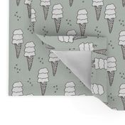 Ice cream cone illustration summer love candy time cool green boys