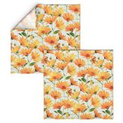 Painted Radiant Orange Daisies on off white large version