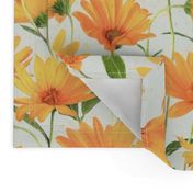 Painted Radiant Orange Daisies on off white large version