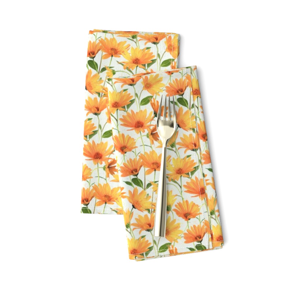 Painted Radiant Orange Daisies on off white small version