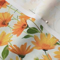 Painted Radiant Orange Daisies on off white small version