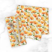 Painted Radiant Orange Daisies on off white small version