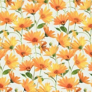 Painted Radiant Orange Daisies on off white small version