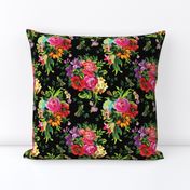 8" Floral Pop with Birds / Black