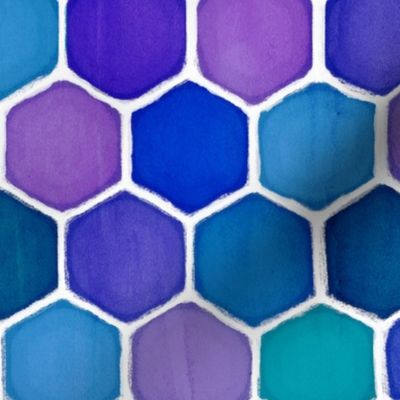 Jewel Tone Hexagon Watercolor Tiles