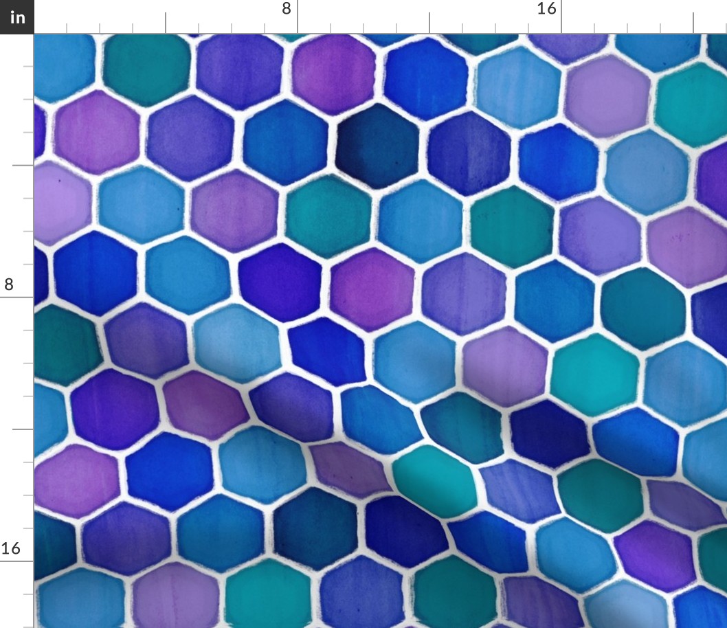 Jewel Tone Hexagon Watercolor Tiles