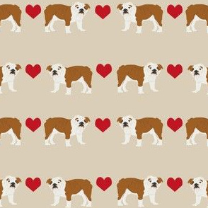 English Bulldog heart fabric pet dog breed