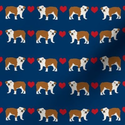 English Bulldog heart fabric pet dog breed