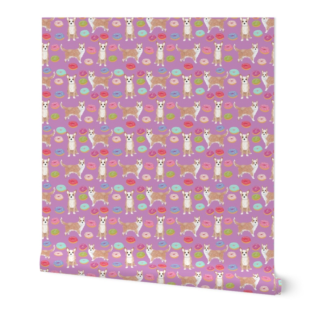 portuguese podengo pequeno fabric dogs and donuts designs - purple