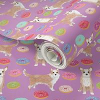 portuguese podengo pequeno fabric dogs and donuts designs - purple