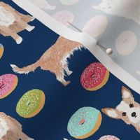 portuguese podengo pequeno fabric dogs and donuts designs - navy