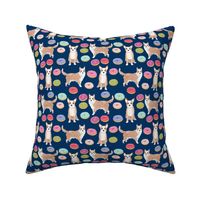 portuguese podengo pequeno fabric dogs and donuts designs - navy