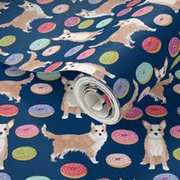 portuguese podengo pequeno fabric dogs and donuts designs - navy