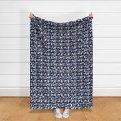 portuguese podengo pequeno fabric dogs and donuts designs - navy
