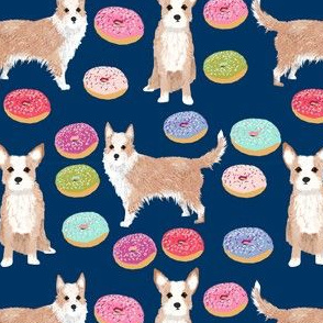 portuguese podengo pequeno fabric dogs and donuts designs - navy