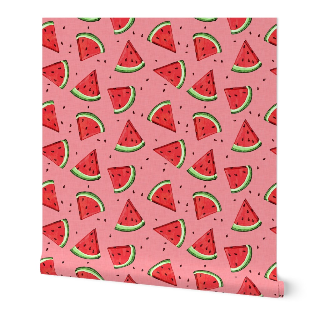 Tossed watermelons - pink textured