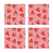 Tossed watermelons - pink textured