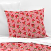 Tossed watermelons - pink textured