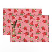 Tossed watermelons - pink textured