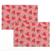 Tossed watermelons - pink textured