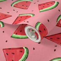 Tossed watermelons - pink textured