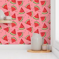 Tossed watermelons - pink textured