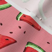 Tossed watermelons - pink textured