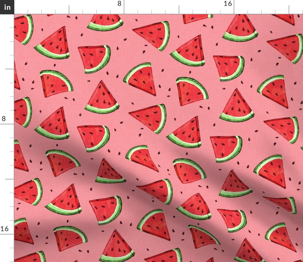 Tossed watermelons - pink textured