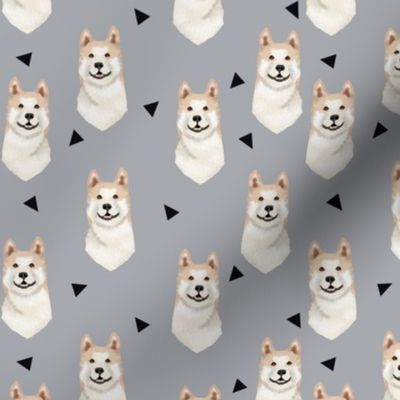 akita geometric fabric dogs and triangles design