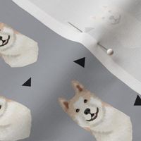 akita geometric fabric dogs and triangles design