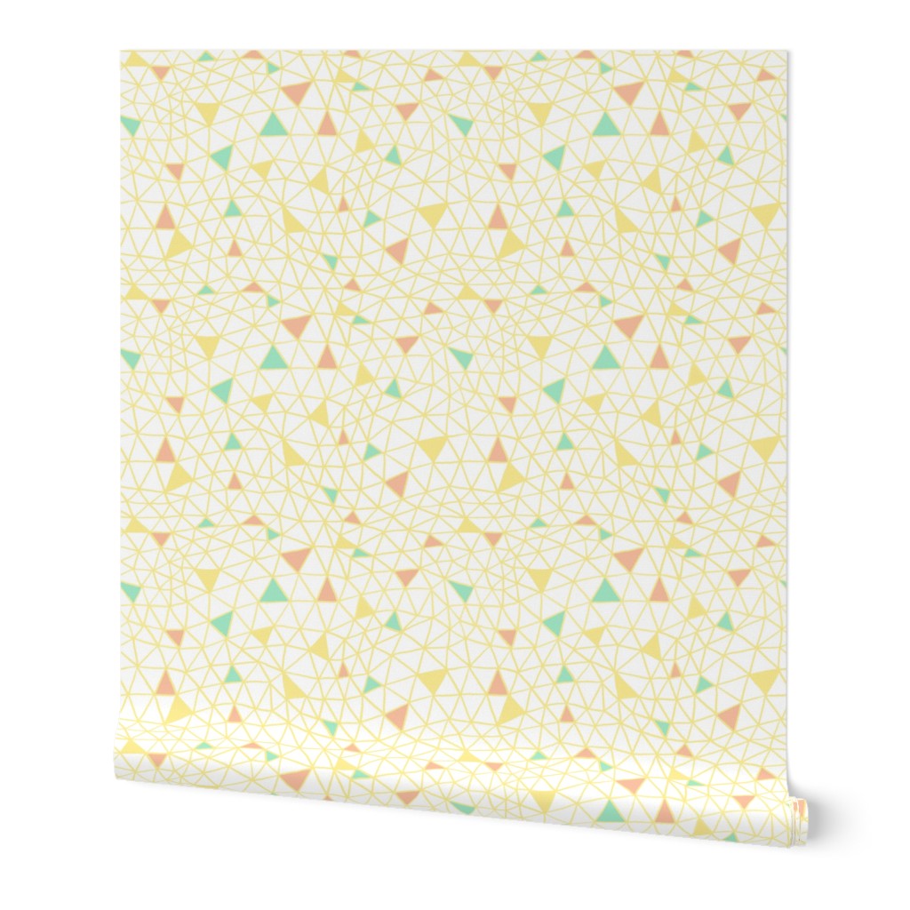 Geodesic Web with Yellow, Coral and Mint Confetti Triangles