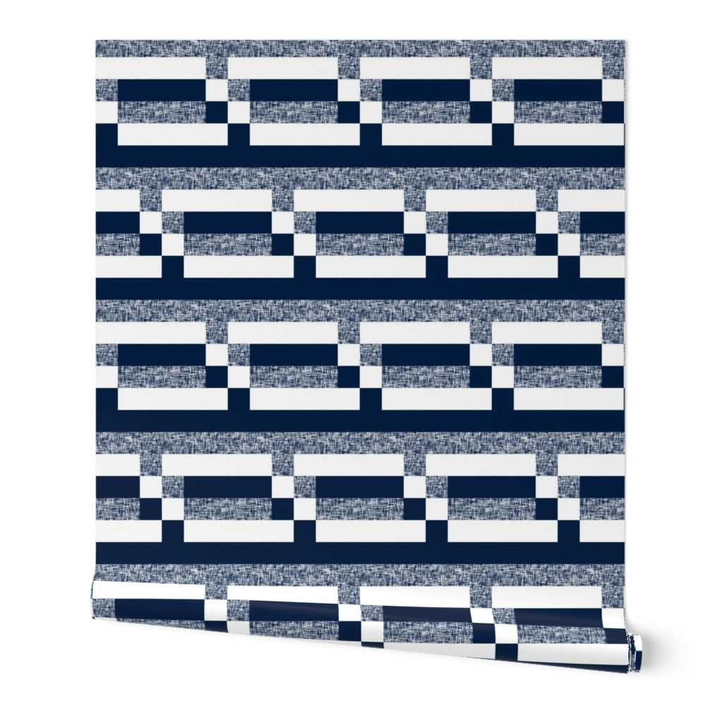 With a step: Navy + white + textured spring stripes by Su_G_©SuSchaefer