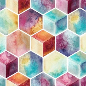 watercolor hexagons
